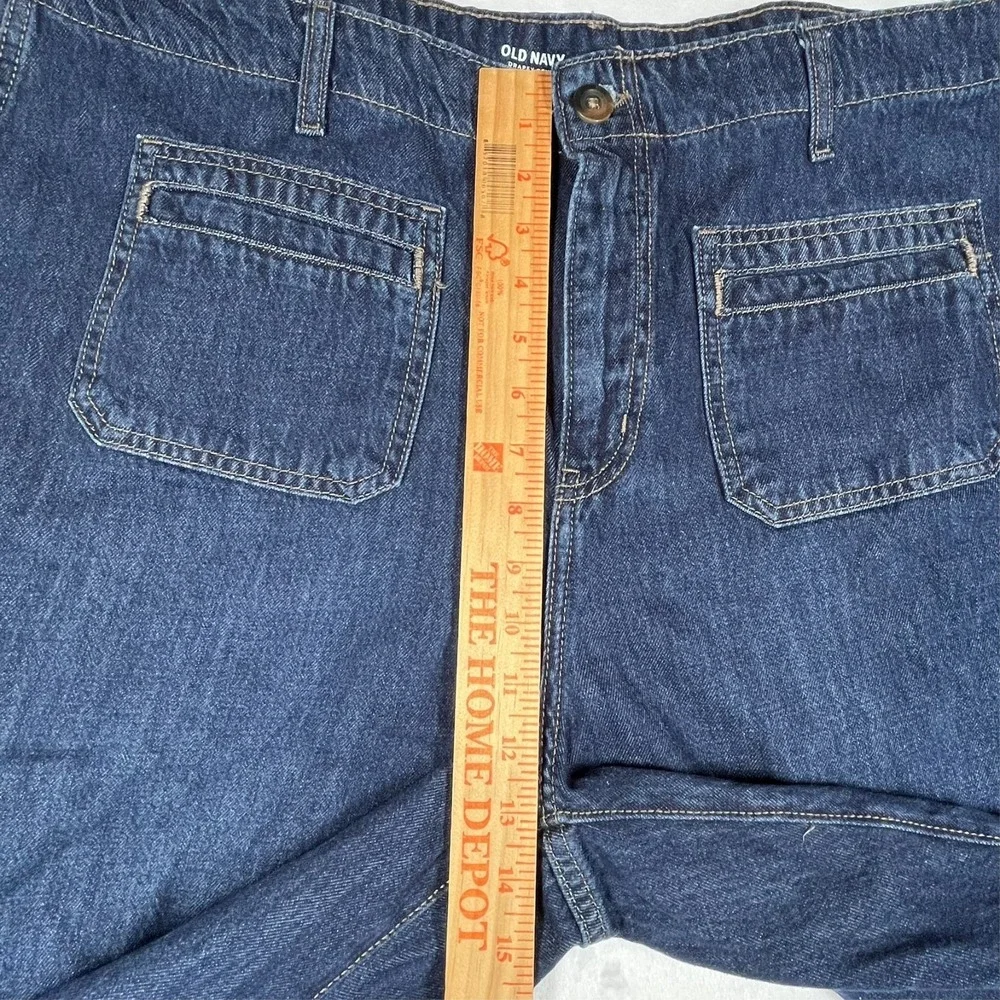 Old Navy Jeans Women 18 40x29 Blue High Rise‎ Baggy Wide Leg Drapey Patch Pocket